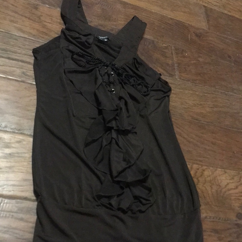 Lace up ruffle sleeveless top